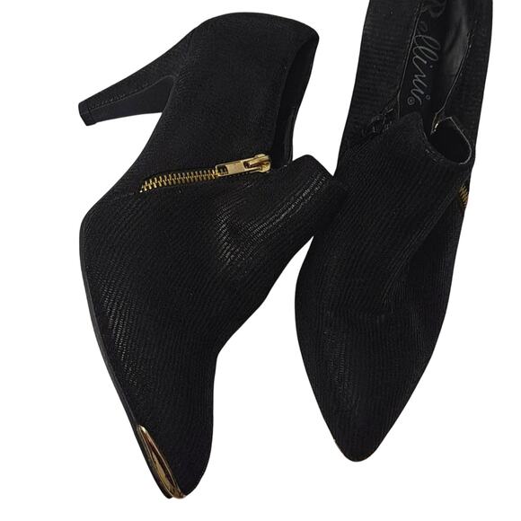 BELLINI Black Textured Booties – Size 11 W – 3.5" Heel – Gold Zipper - Picture 1 of 8